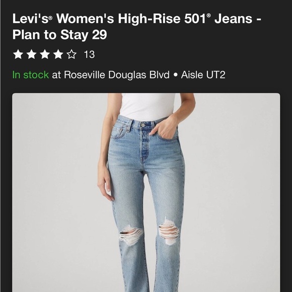 NWT Levi'so Women's High-Rise 501° Jeans - Plan to Stay 29 - Picture 4 of 4